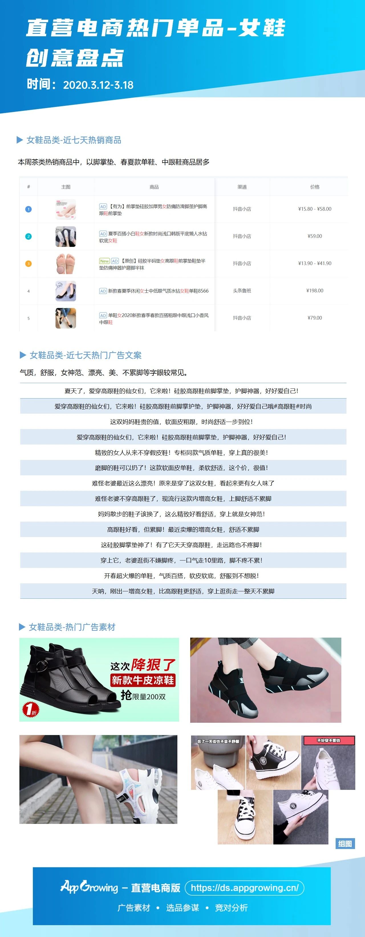 女鞋熱門文案及快手廣告素材盤點