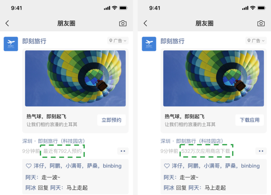 例1：朋友圈廣告應(yīng)用商店APP下載量數(shù)據(jù)展示示意圖：