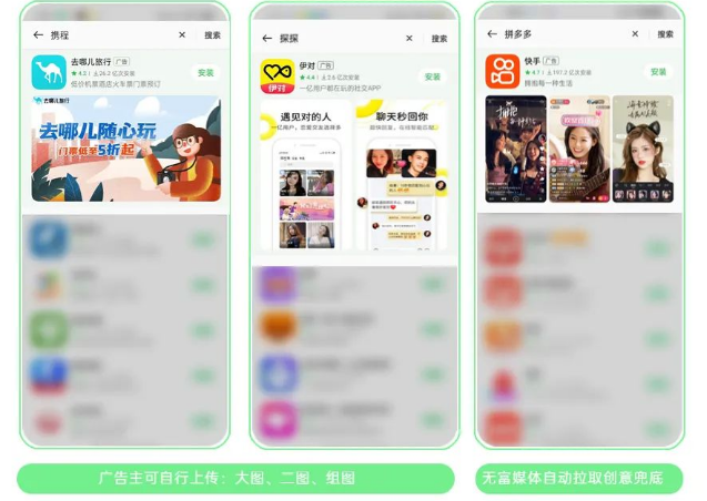 如無(wú)設(shè)置富媒體創(chuàng)意,則自動(dòng)拉取詳情頁(yè)五圖中的前三張圖片素材作為展示