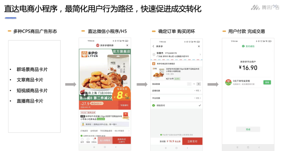 直達電商小程序,最簡化用戶行為路徑,快速促進成交轉化