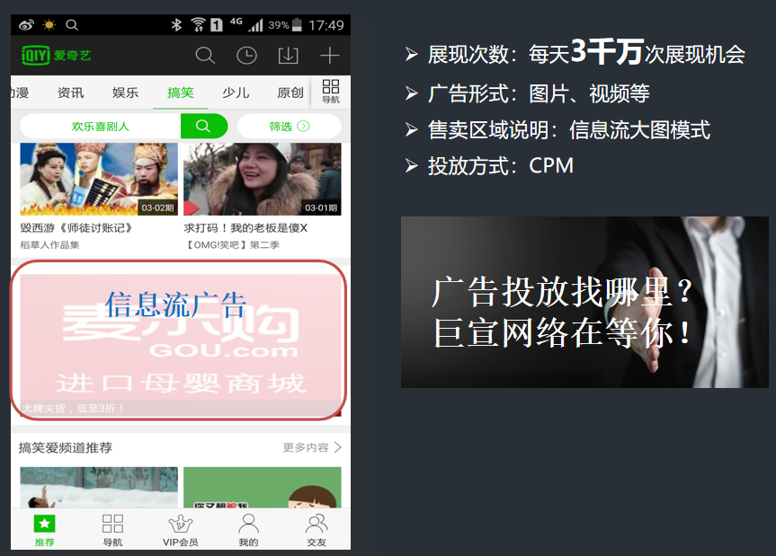 愛奇藝APP頻道頁(yè)廣告