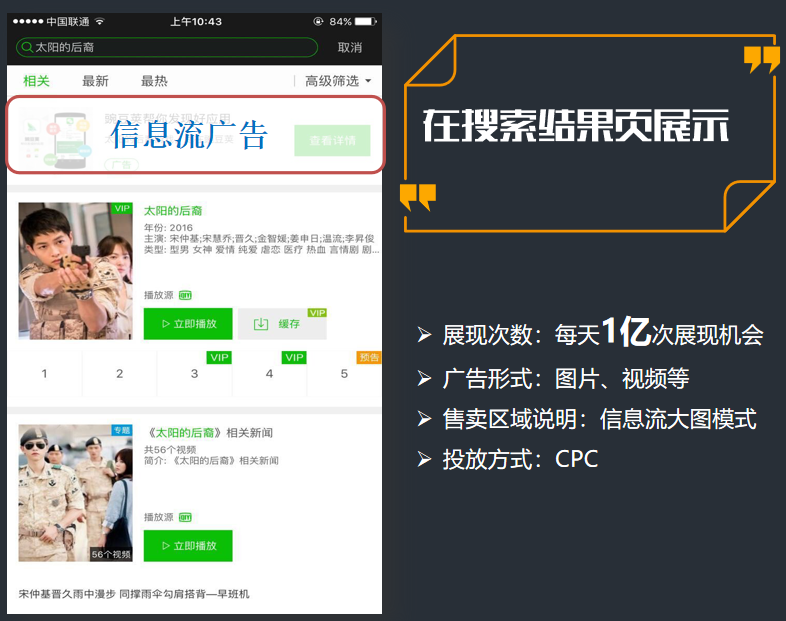 愛奇藝移動(dòng)端搜索結(jié)果頁(yè)廣告