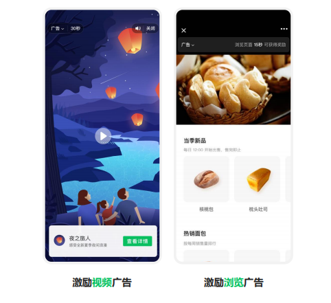 這種廣告通常是視頻的樣式，通過完成瀏覽后，用戶可以獲得相應的獎勵。