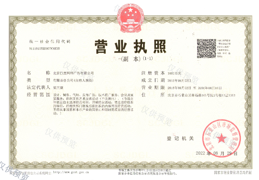 北京巨宣網絡廣告有限公司/公司資質