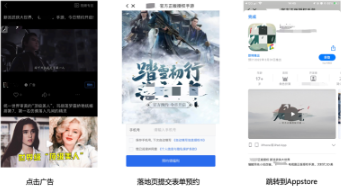 點(diǎn)擊廣告>落地頁->提交表單預(yù)約->跳轉(zhuǎn)到Appstore