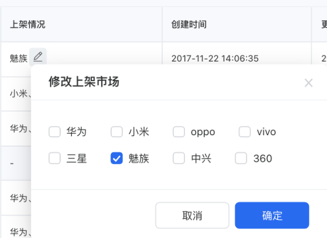 支持按照審核狀態、上架情況進行篩選，默認根據創建時間排序
