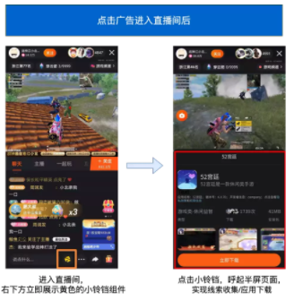 點擊廣告進入直播間