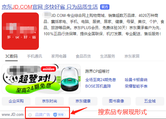 搜索品專展現形式