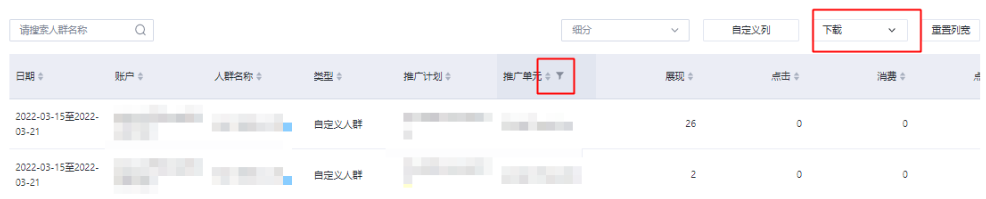 支持篩選、排序及數據下載