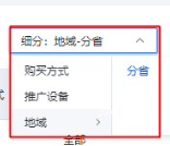 支持表格區域按照購買方式、推廣設備、推廣地域（?。┚S度細分