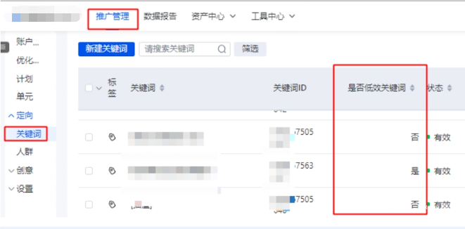 推廣管理-關(guān)鍵詞-【是否低效關(guān)鍵詞】