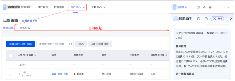 整體出價策略數據診斷入口