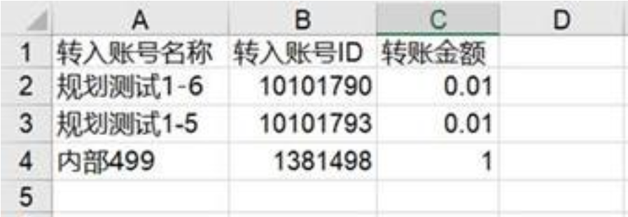 下載文件模板，填寫資金轉(zhuǎn)入賬戶的名稱