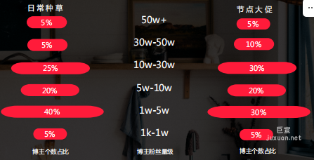 小紅書搜索廣告不同粉絲量級的博主個數占比
