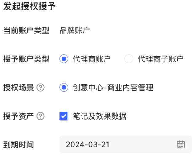 小紅書廣告發起授權授予