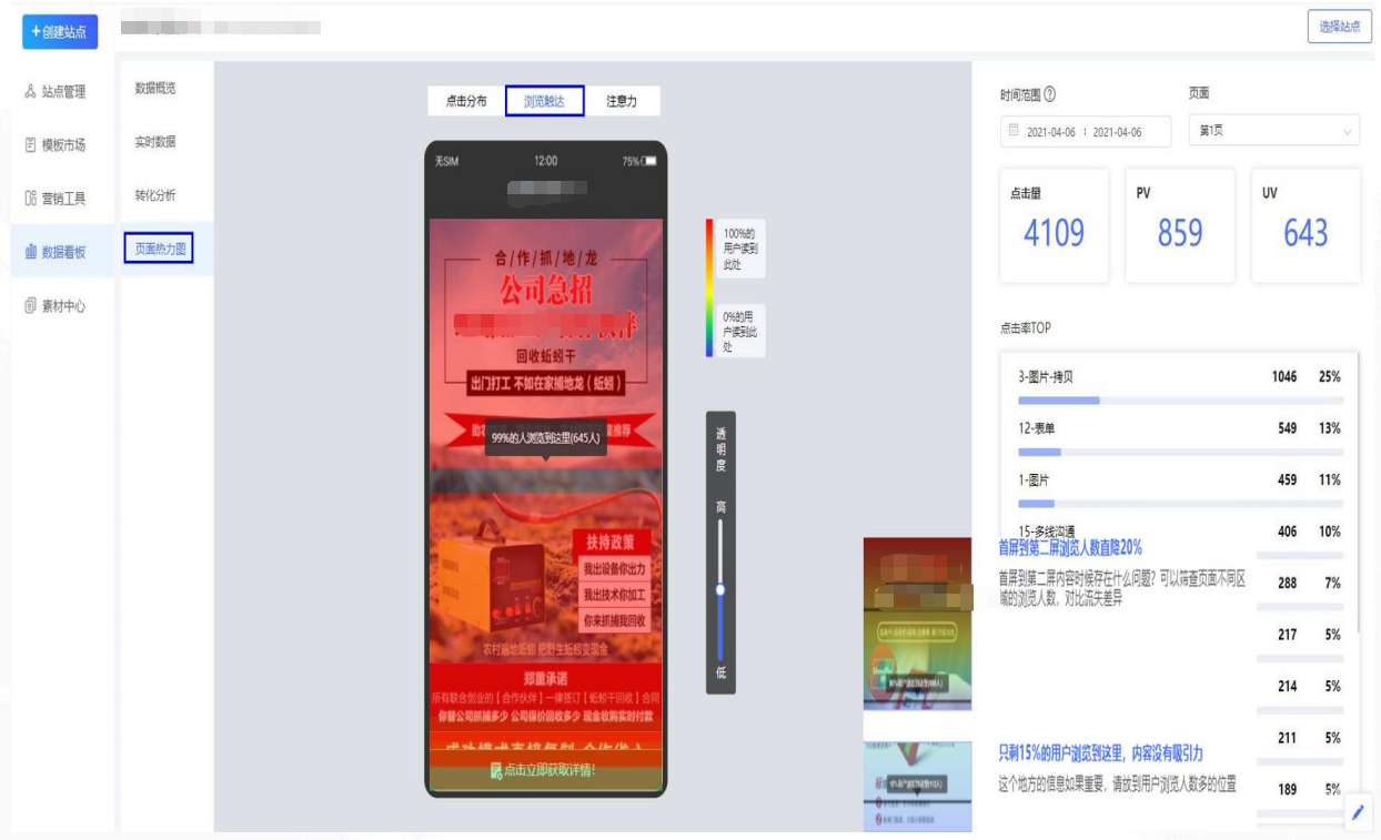 vivo廣告頁面熱力圖瀏覽觸達(dá)