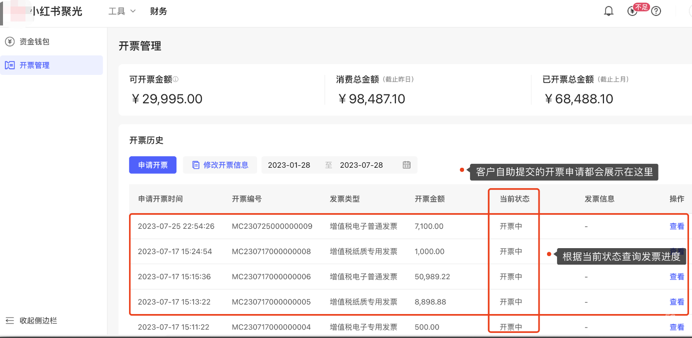 小紅書廣告申請開票