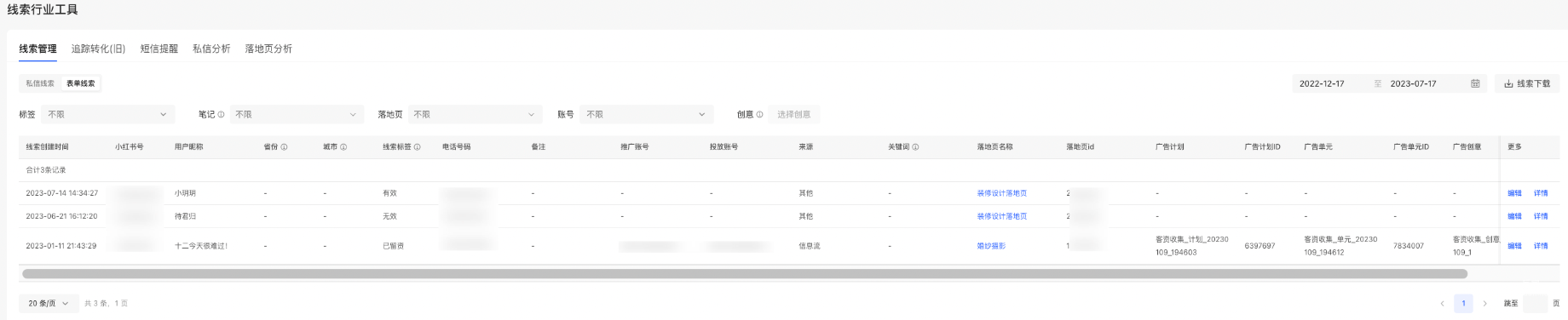 小紅書廣告表單線索